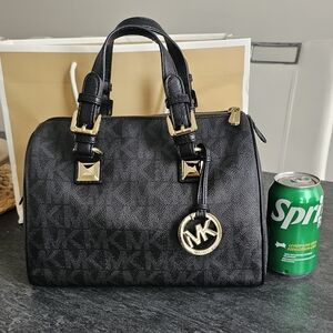 Michael Kors Black Satchel with Gold Accents